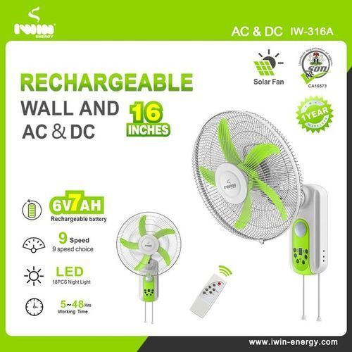 IWIN ENERGY AC/DC Rechargeable Wall Fan - Image 2