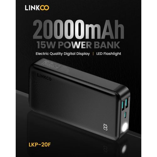 LINKCO 20000mAh 15W Fast Charging Type C In & Out Power Bank With Torch - Image 4