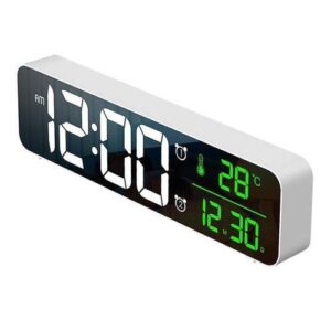 Digital Wall Or Table Clock, 10'' Large LCD Display, Loud White