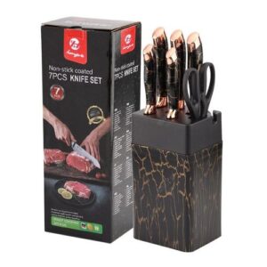Anti Rust Kitchen Knives - 7pcs Knife Set With Sharpener