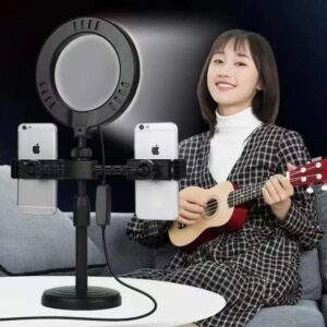 Content Creation Ring Light With 2 Phone Holder