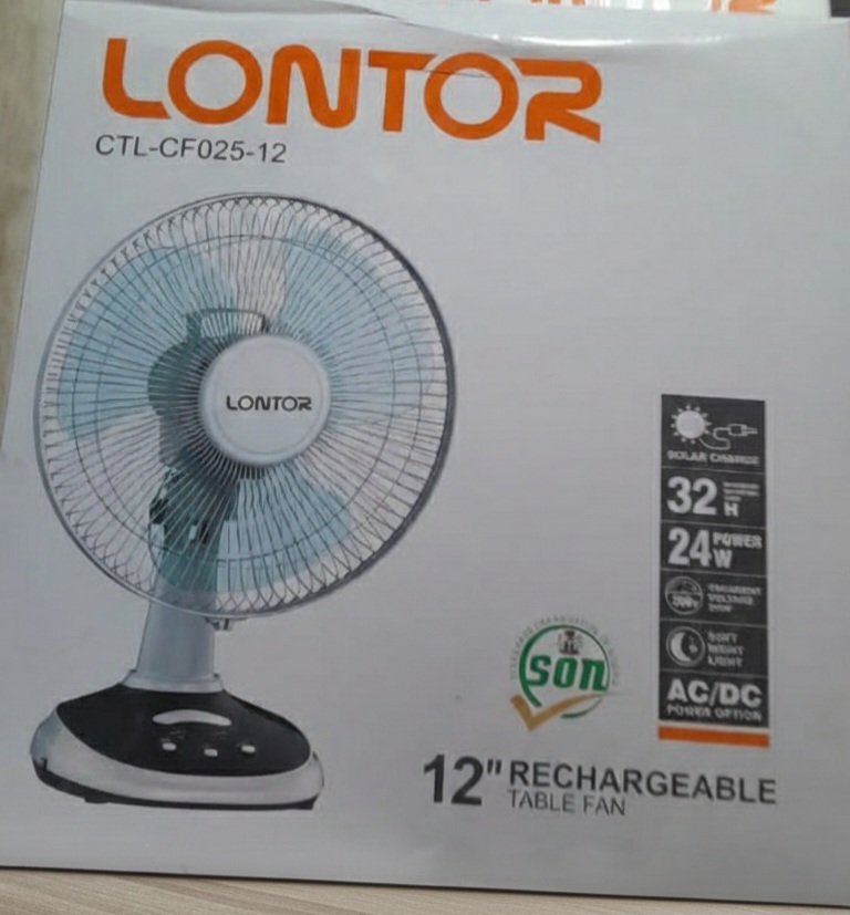 LONTOR 12" Rechargeable Solar Fan System (CTL-CF025SP-14) - Image 2