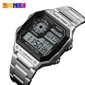 Skmei Men Sports Watches Count Down Watch Stainless Steel-Silver
