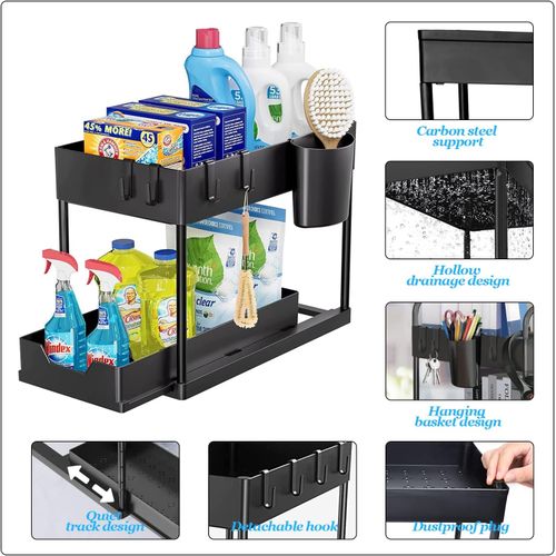 TIMBUTUS 2-Tier Pull-Out Under Sink Organizer Storage For Kitchen - Image 2