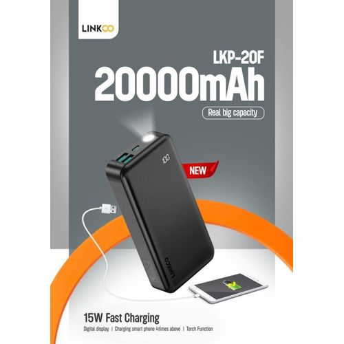 LINKCO 20000mAh 15W Fast Charging Type C In & Out Power Bank With Torch - Image 3