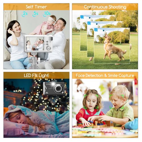 Andoer TFT Portable Digital Camera 48MP 4K Ultra HD 16X Zoom - 3in - Image 2