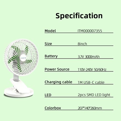 8 Inch Multifunctional Rechargeable Table Fan - Image 3
