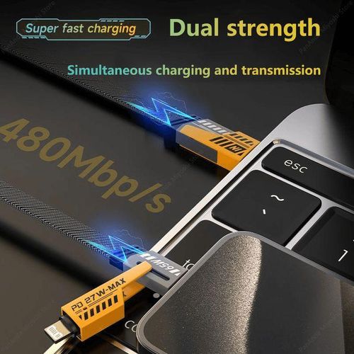 4IN1 Mech Fast Charging Data Cable Type-C/Lightning/USB 1m - Image 3