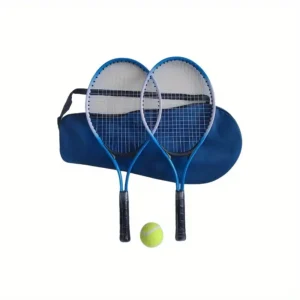 2pcs Unisex Youth Tennis Rackets, Iron Material, White/Red, with 1 Tennis Ball Set, for Beginners, Outdoor Practice and Training