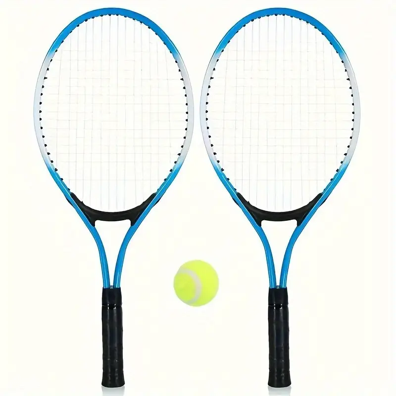 2pcs Unisex Youth Tennis Rackets, Iron Material, White/Red, with 1 Tennis Ball Set, for Beginners, Outdoor Practice and Training - Image 5