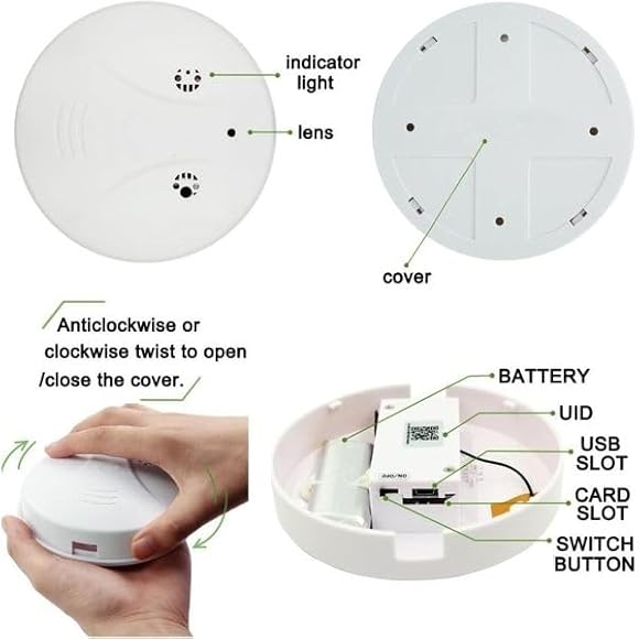 1080P HD WiFi Spy Camera Dummy Smoke Detector - Image 2