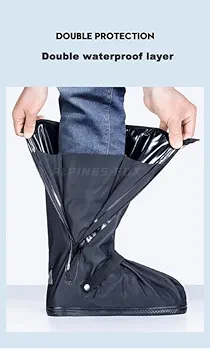 Men's Professional Long Waterproof Shoe Covers Waterproof Boot Covers Rain Shoe Covers Reusable and Foldable Motorcycle Cycling Bike Knee Boots Cover, Medium - Image 4