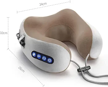 ELTERAZONE Electric Travel Neck Massage Pillow, U Shaped Memory Foam Kneading Vibration Neck Head Support Pillow, Relief Cervical Pain, For Airplane, Train, Car - Image 5