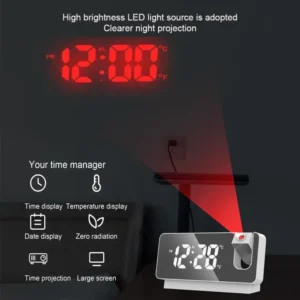 Projection Alarm Clock, Projection Clock for Bedroom Ceiling, 