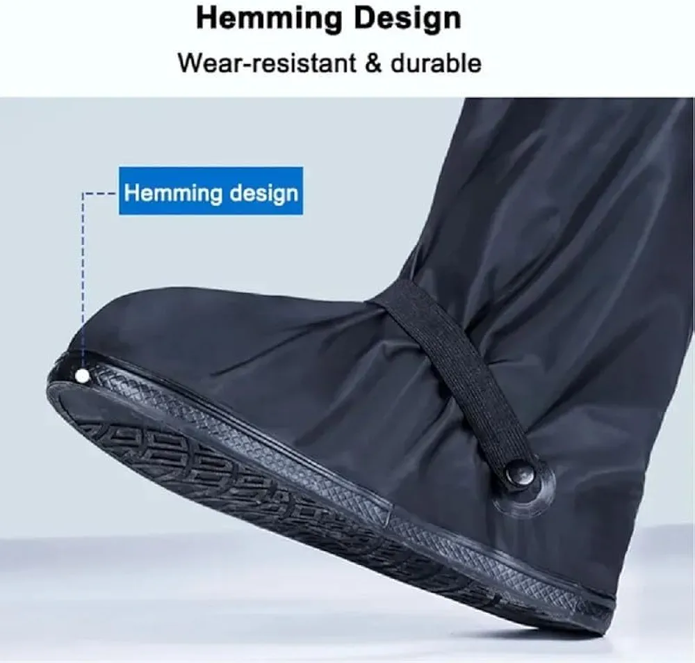 Men's Professional Long Waterproof Shoe Covers Waterproof Boot Covers Rain Shoe Covers Reusable and Foldable Motorcycle Cycling Bike Knee Boots Cover, Medium - Image 3