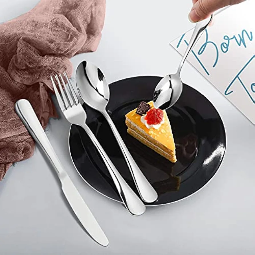 peinat 24 Piece Stainless Steel Cutlery Set Including Forks, Knives, Spoons, Coffee Spoon - Image 2