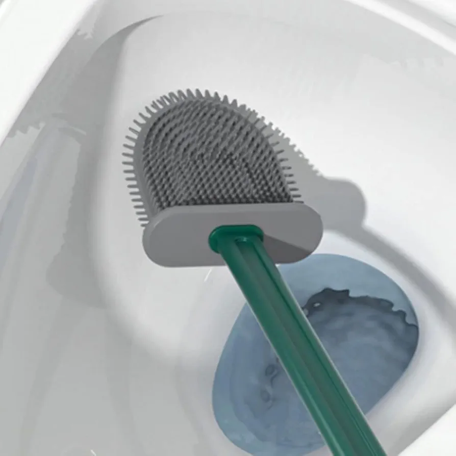 Toilet Brush Bathroom Multifunctional Toilet Brushes Practical Toilet Brush Floor Wall Mounted Toilet Bowl Cleaning Silicone Brush of 3 Pack Reusable - Image 3