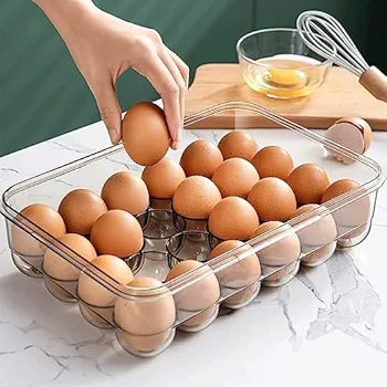 24 Grid Egg Box with Sealed Lid, Plastic Egg Holder for Refrigerator Storage, - Image 2