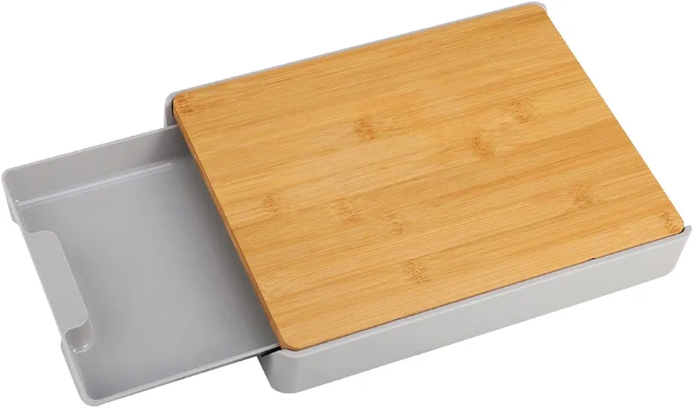 Multifunctional Wooden Cutting Board with Sliding Tray, Detachable Home Kitchen Chopping Board - Image 4
