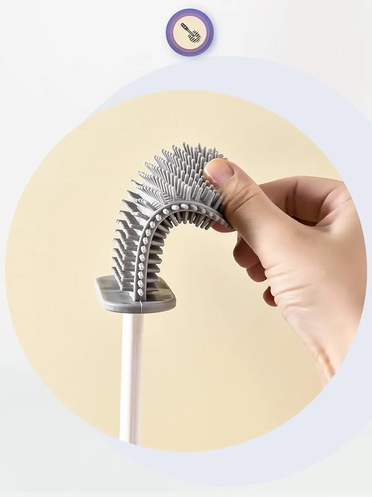 Wall-Mounted 3 in 1 Long Handle Toilet Brush Holders - Image 2