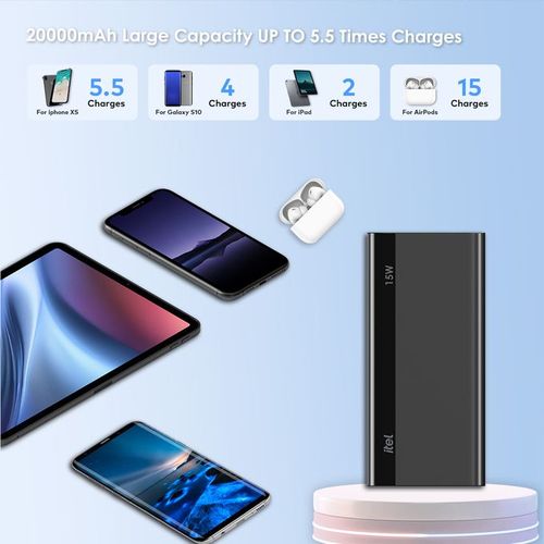 itel 20000mAh 15W Type-C Output Fast Charging T162 Power Bank - Image 2