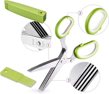 Stainless steel kitchen tool 5pcs, household multi purpose chopped green onion scissors, - Image 3