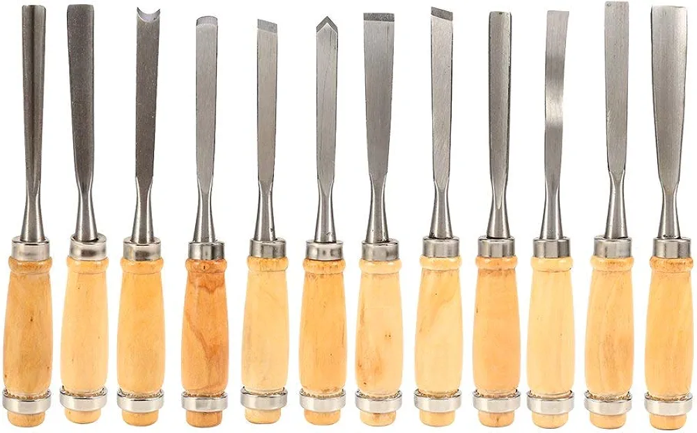 Professional 12 Piece Wood Carving Chisel Set 8" Sharp Hand Woodworking DIY Tools Knife Cutter Great for Beginners Multi-Shape - Image 4