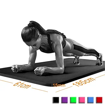 Yoga Mat, Thick Non Slip Exercise Mat - Gym Fitness Pilates Workout Mat for Women Men, 15mm Large 61 x 185cm - Black/Blue/Purple/Pink/Green/Red - Image 3
