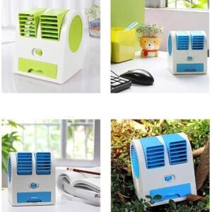 Mini Cooler Mini AC USB Battery Operated Air Conditioner Mini Water Air Cooler Cooling Fan Blade Less Duel Blower with Ice Chamber Perfect for Desk,Office,Study,Library,Room,Home,car,Outdoor
