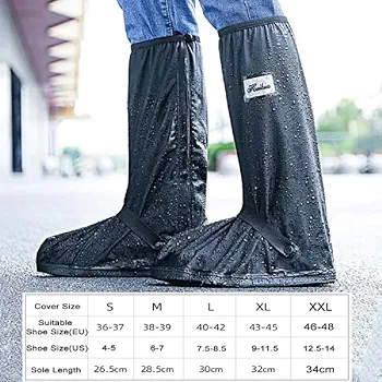 Men's Professional Long Waterproof Shoe Covers Waterproof Boot Covers Rain Shoe Covers Reusable and Foldable Motorcycle Cycling Bike Knee Boots Cover, Medium - Image 5