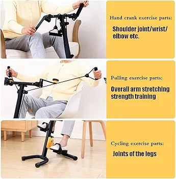 Pedal Exerciser for Seniors, Height-Adjustable Exercise Bike with Hand-Cranking & Pulling Exercise for Elderly Hand Arm Leg & Knee Rehabilitation Training - Image 6