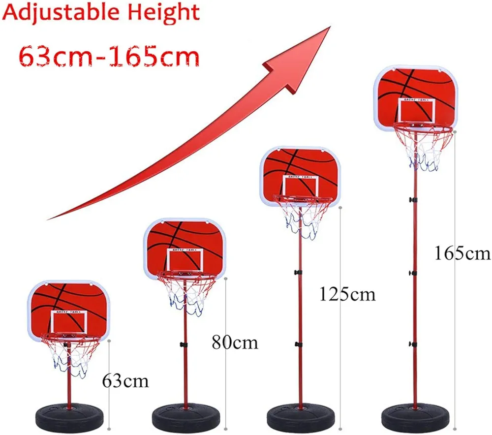 Basketball Stand Set 1.65m Children Portable Mini Basketball Hoop Height adjustable Stand for Kids - Image 3