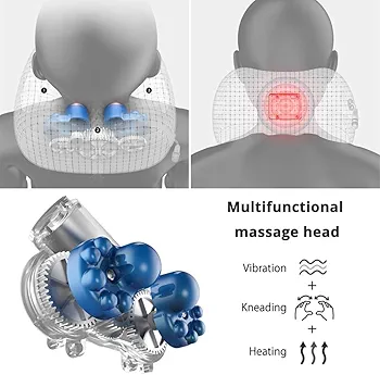 ELTERAZONE Electric Travel Neck Massage Pillow, U Shaped Memory Foam Kneading Vibration Neck Head Support Pillow, Relief Cervical Pain, For Airplane, Train, Car - Image 3