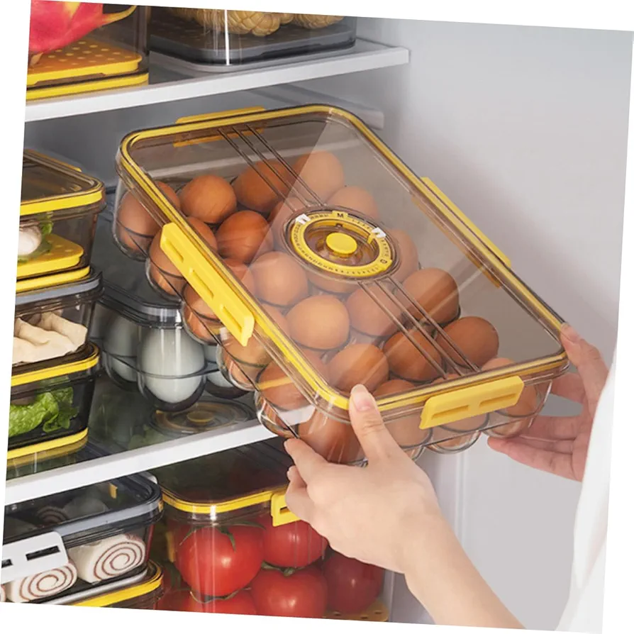24 Grid Egg Box with Sealed Lid, Plastic Egg Holder for Refrigerator Storage, - Image 4