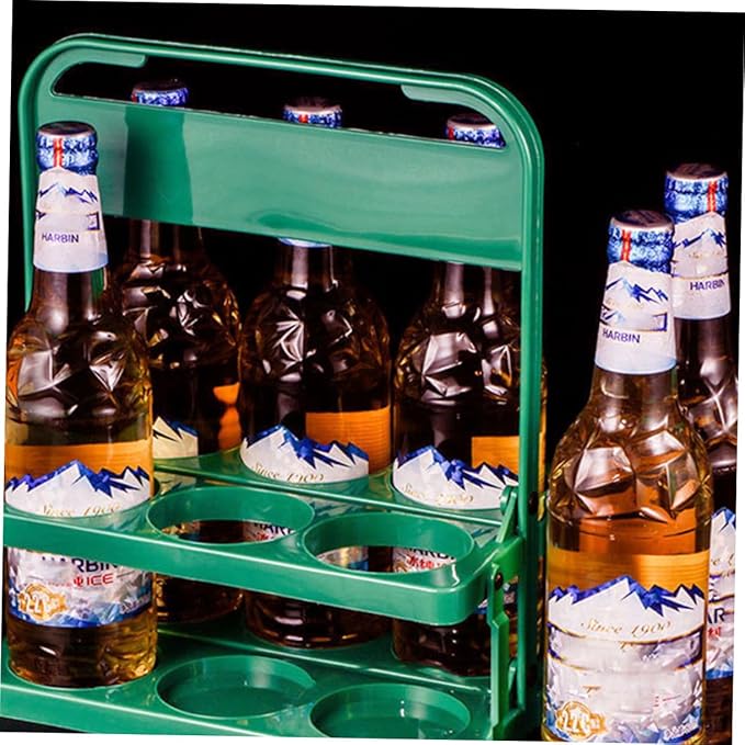 Beer Holder Carrier Plastic Storage Basket for Wine Bottles Bar Supply Green - Image 4