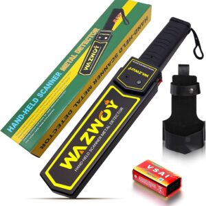 WAZWOY Hand-held Scanner Metal Detector Wand,Security Scanner Wand, Metal Scanner,Safety Bars, Portable Adjustable Sound & Vibration Alerts