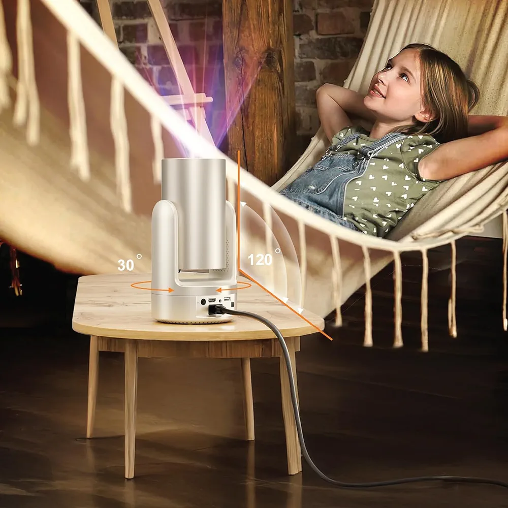 Green Lion Prisma Projector With 5200mahGreen Lion Prisma 4K Portable Projector with 5200mAh Battery & Speaker & Remote Control, 150 ANSI Lumens, Screen Mirroring, (HDMI, USB, WiFi, BT) Connectivity, Android 9.0 - Platinum Gold - Image 3