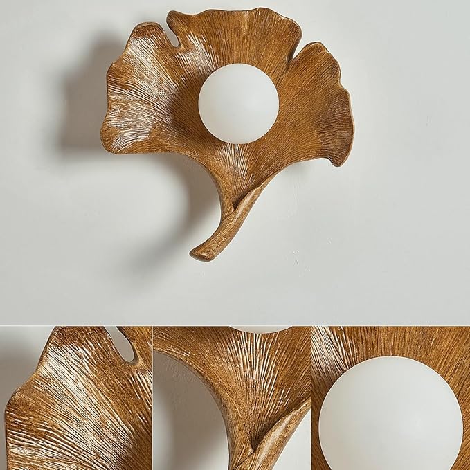 Wall Sconce, Leaf-Shaped Resin Light, Indoor Bedside Lamp Fixture, Vintage Industrial Vanity, Hardwired, for Reading Bedroom Living Room Dinning - Image 2