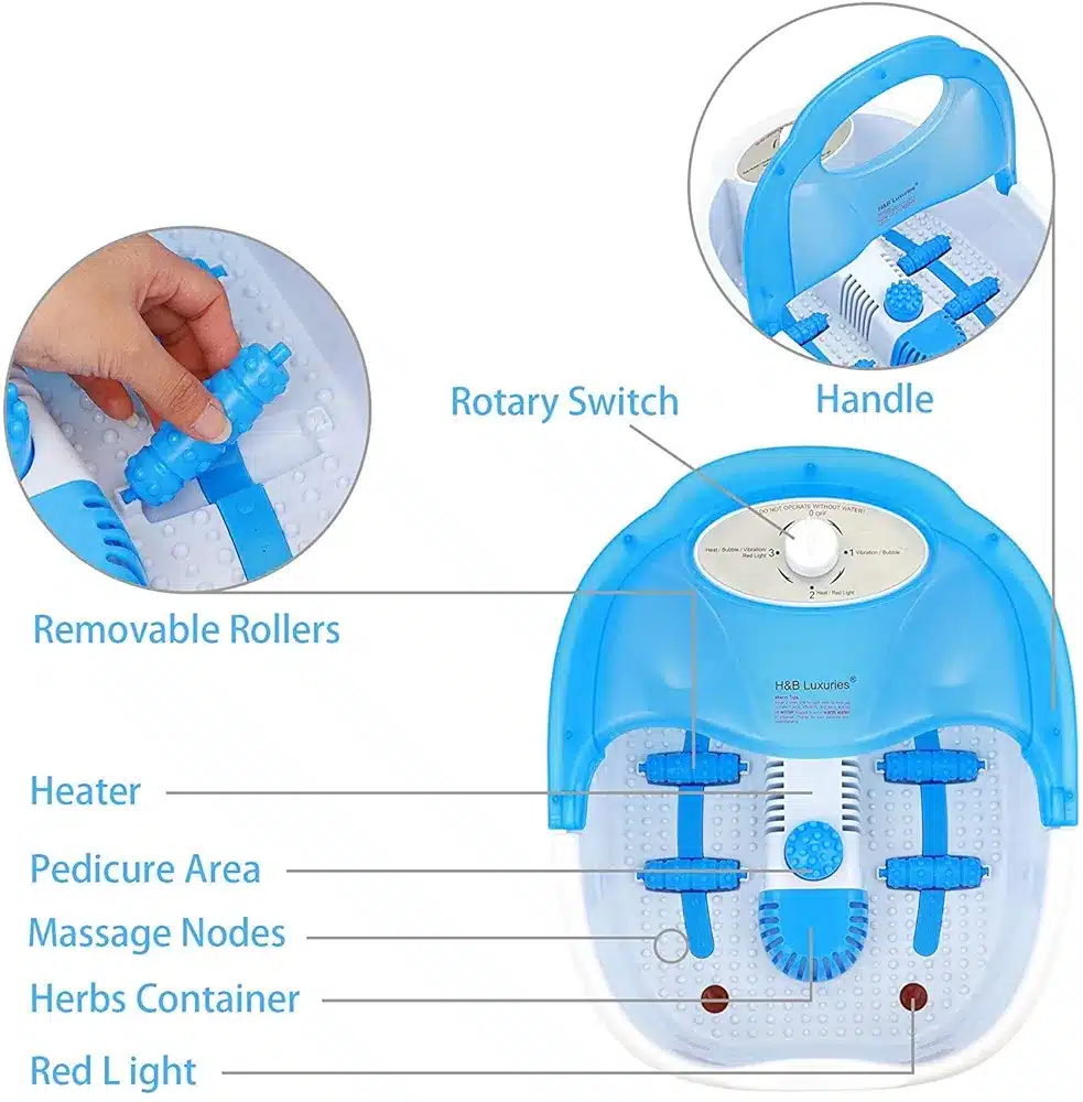 Heated Foot Spa Bath with Bubble Massage, Pedicure Attachments, Vibration for Fatigue Relief - Image 6