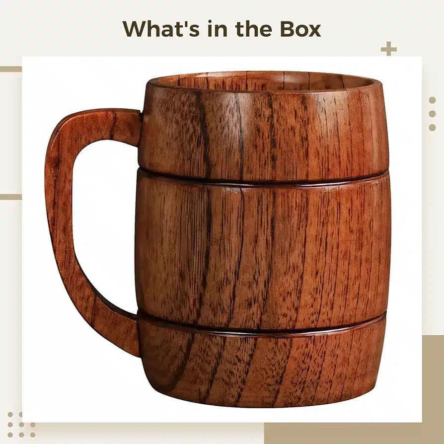 Natural Wooden Mug for Water, Coffee and Beer - Image 2
