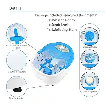 Heated Foot Spa Bath with Bubble Massage, Pedicure Attachments, Vibration for Fatigue Relief - Image 7