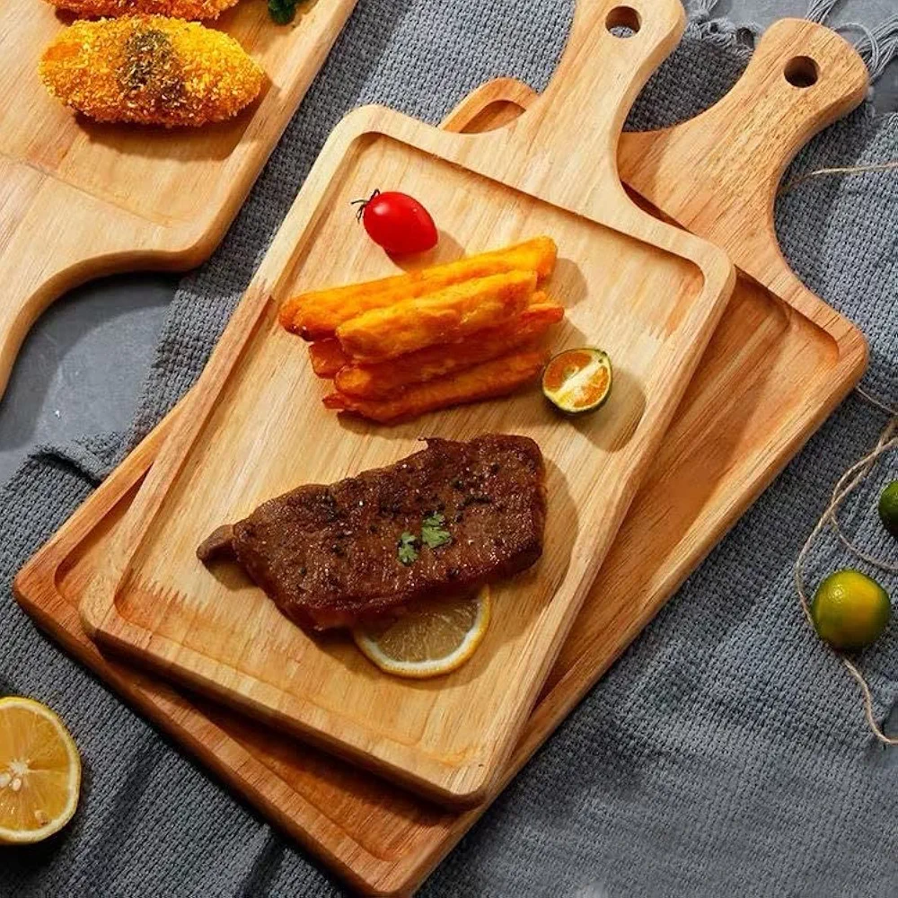 Rectangle Premium Wooden Oak Food Serving Tray - Image 5