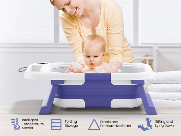 Foldable Baby Bath Tub With Thermometer for Real Time - Image 2