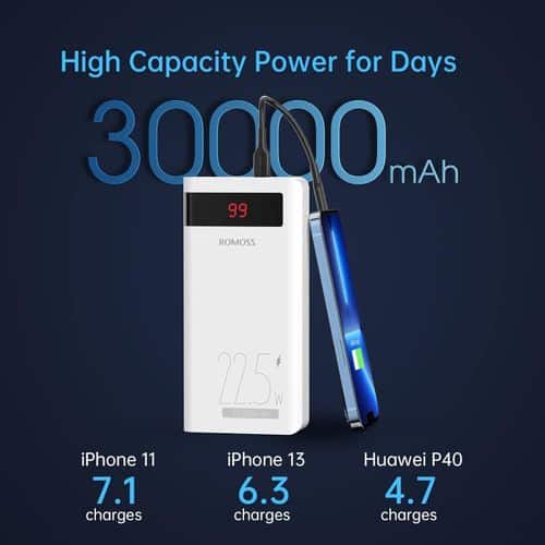 Romoss 30000mAh Power Bank, 22.5W USB C PD20W Fast Charging LED Display - Image 2