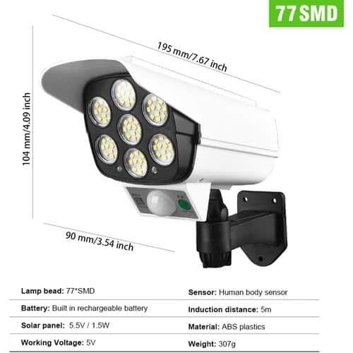 Mythco 77 LED Camera Solar Light Motion Sensor Wall Lamp IP65 - Image 3