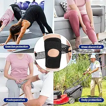Knee Brace with Side Stabilizers Relieve Meniscus Tear Knee Pain ACL MCL Arthritis,Joint Pain Relief, Breathable Adjustable Knee Support Suitable for Men and Women with Sports Injuries - Image 4