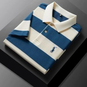 Lapel polo Shirt Half Sleeve Trend Stripes T-shirt