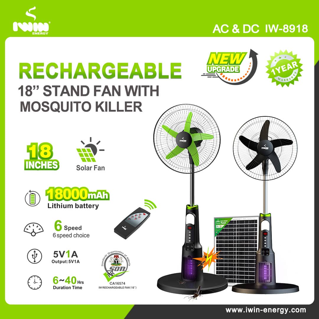 AC&DC Rechargeable Solar Stand Fan - Image 5