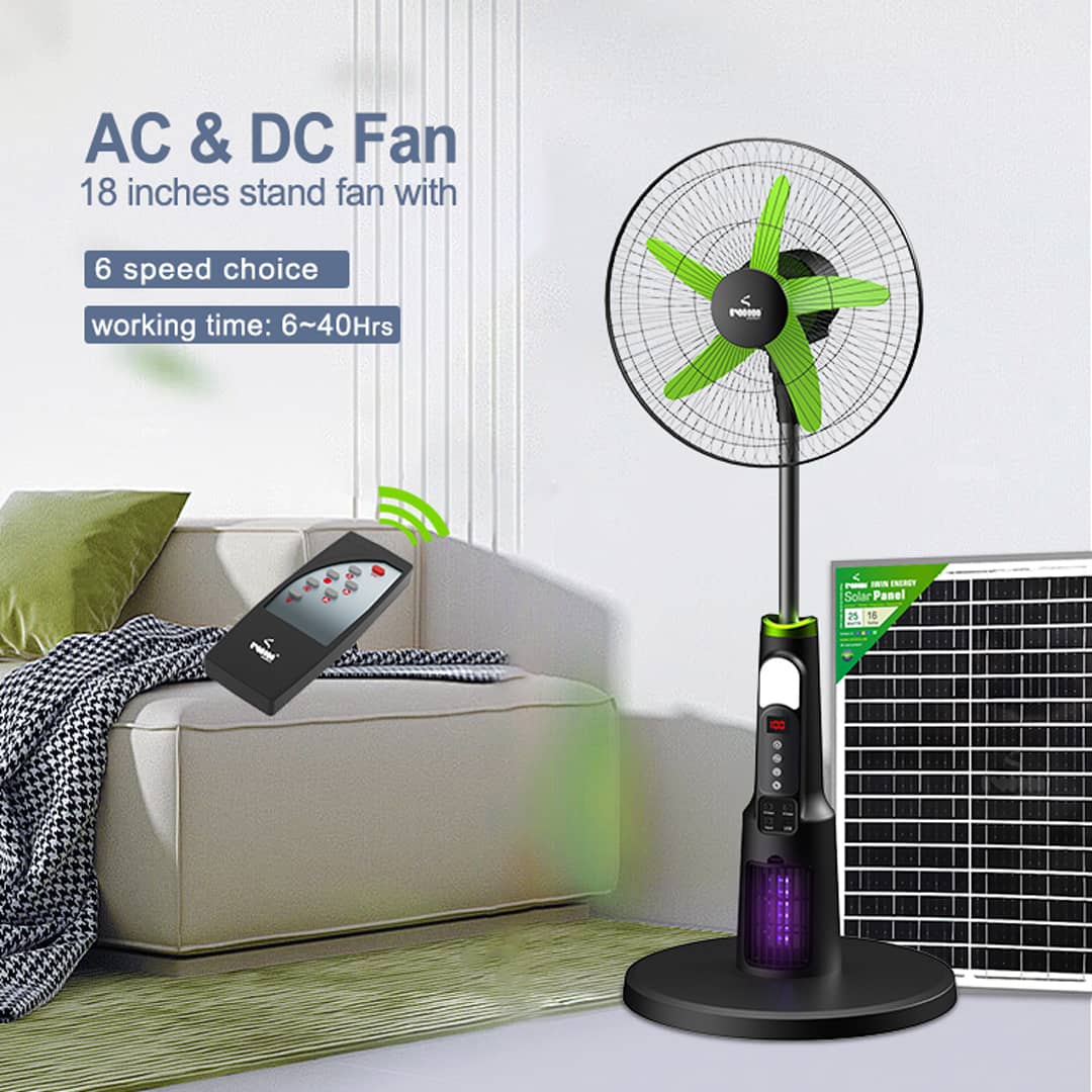 AC&DC Rechargeable Solar Stand Fan - Image 2