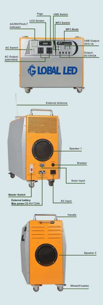 GLOBAL LED 1000W Portable Solar Generator System - Image 3